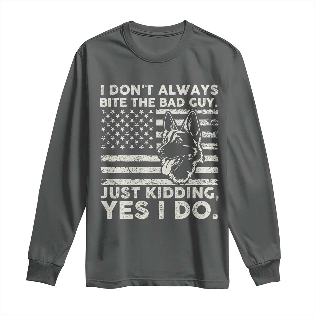 Funny K9 Long Sleeve Shirt Belgian Malinois American Flag Police Officer TS10 Dark Heather Print Your Wear