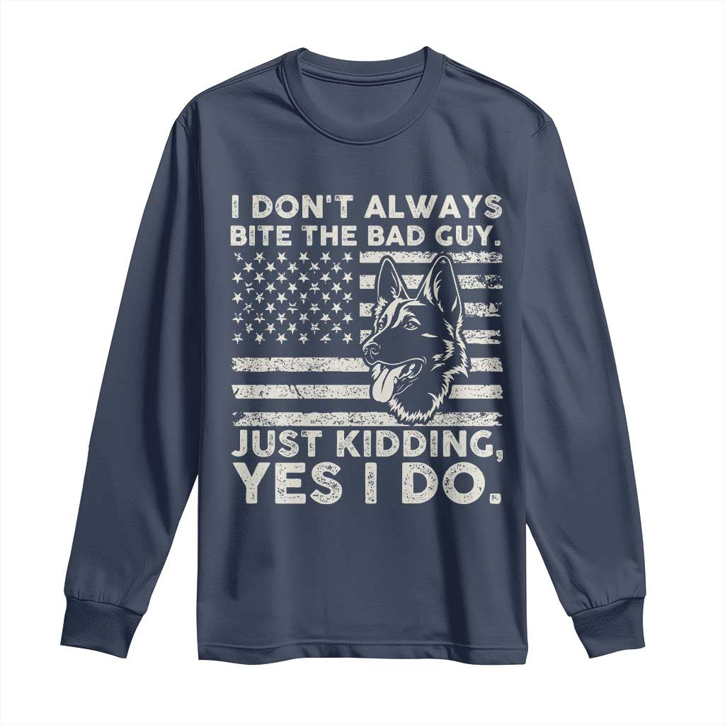 Funny K9 Long Sleeve Shirt Belgian Malinois American Flag Police Officer TS10 Navy Print Your Wear
