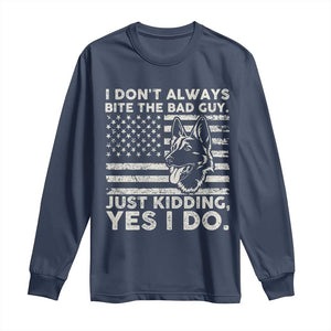 Funny K9 Long Sleeve Shirt Belgian Malinois American Flag Police Officer TS10 Navy Print Your Wear