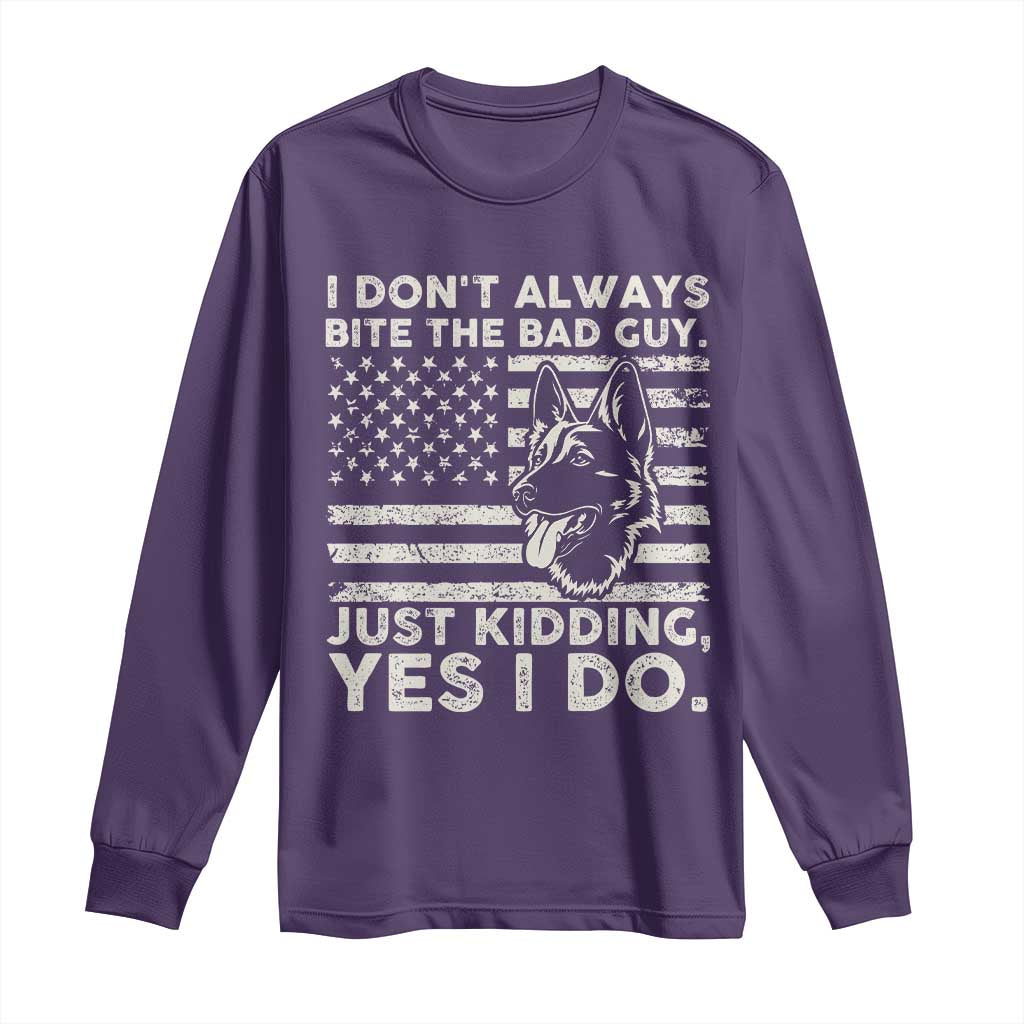 Funny K9 Long Sleeve Shirt Belgian Malinois American Flag Police Officer TS10 Purple Print Your Wear