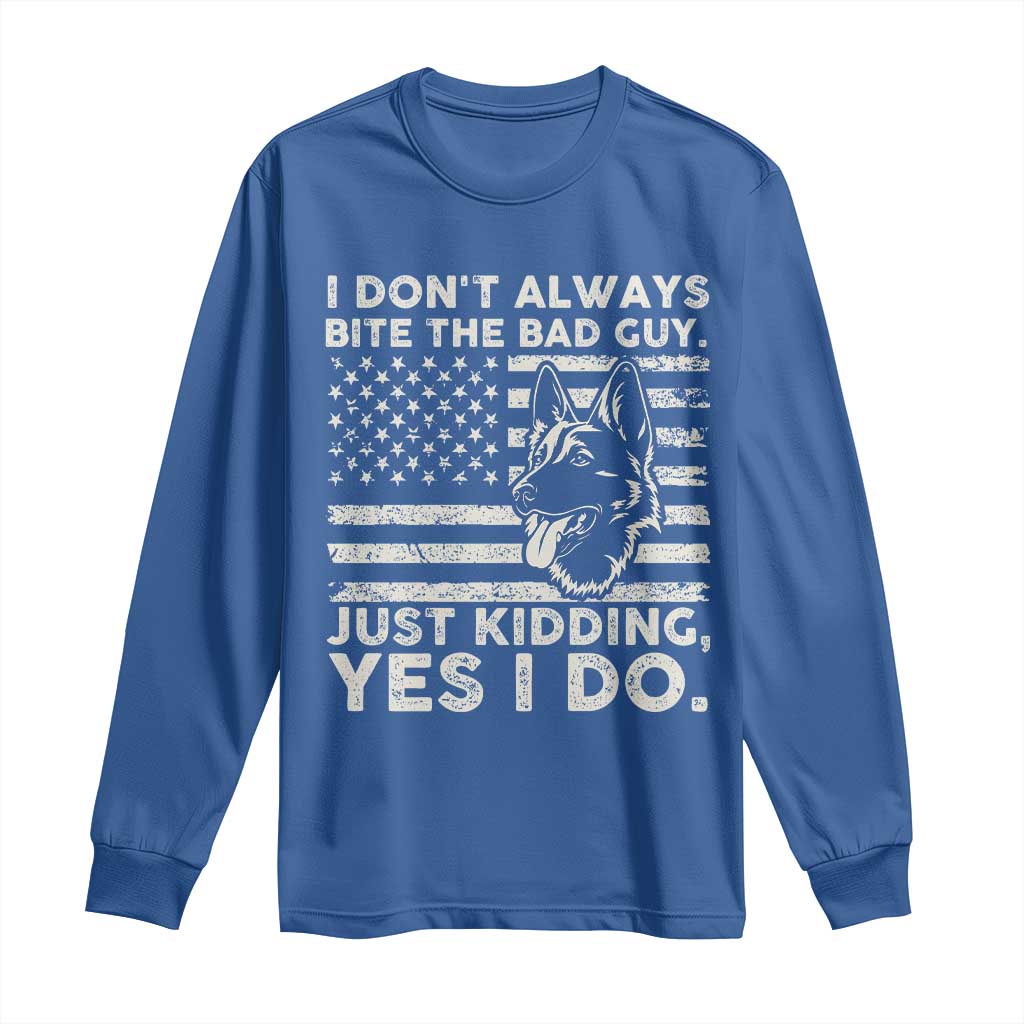 Funny K9 Long Sleeve Shirt Belgian Malinois American Flag Police Officer TS10 Royal Blue Print Your Wear
