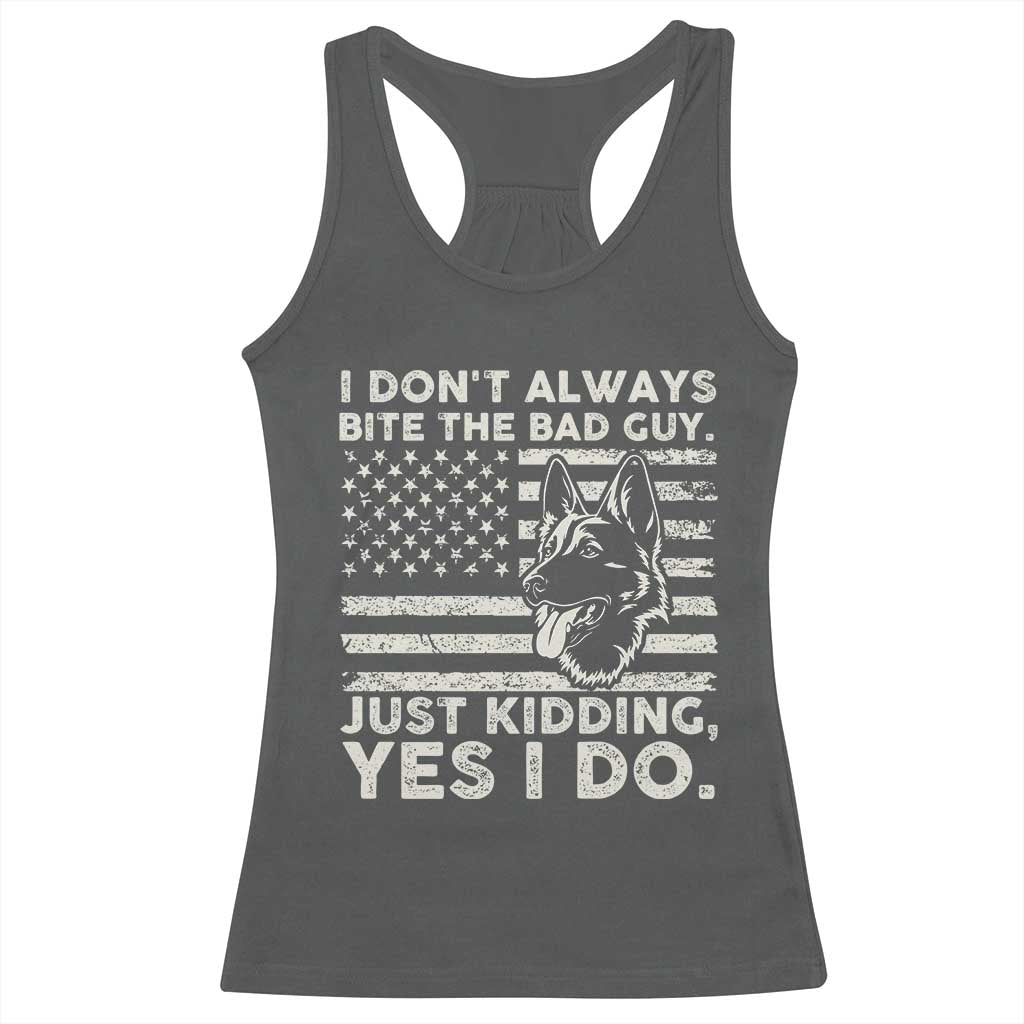 Funny K9 Racerback Tank Top Belgian Malinois American Flag Police Officer TS10 Dark Heather Print Your Wear