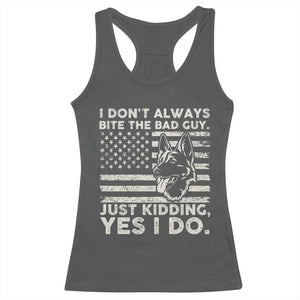 Funny K9 Racerback Tank Top Belgian Malinois American Flag Police Officer TS10 Dark Heather Print Your Wear