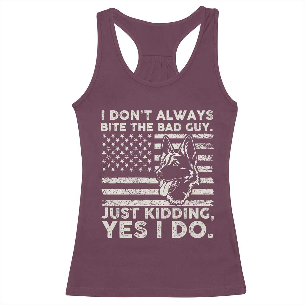 Funny K9 Racerback Tank Top Belgian Malinois American Flag Police Officer TS10 Maroon Print Your Wear
