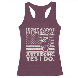 Funny K9 Racerback Tank Top Belgian Malinois American Flag Police Officer TS10 Maroon Print Your Wear