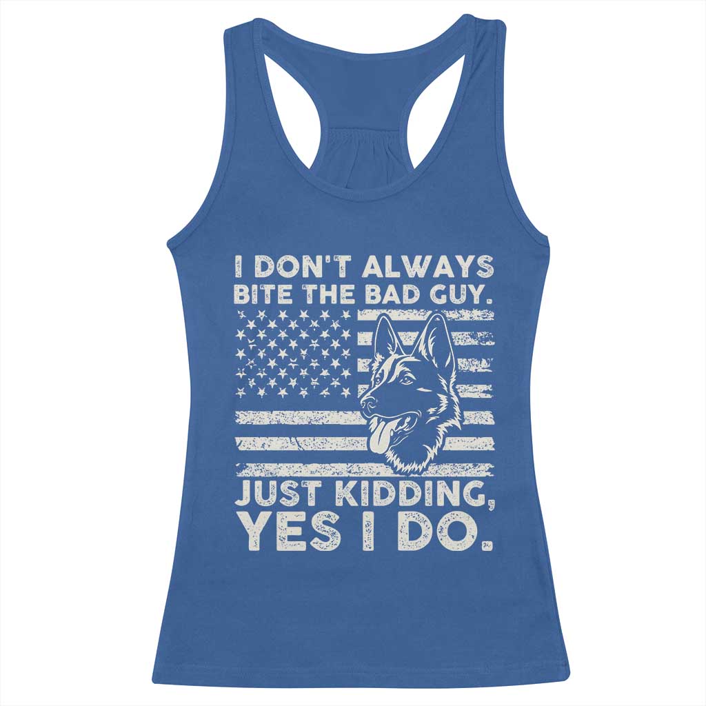 Funny K9 Racerback Tank Top Belgian Malinois American Flag Police Officer TS10 Royal Blue Print Your Wear