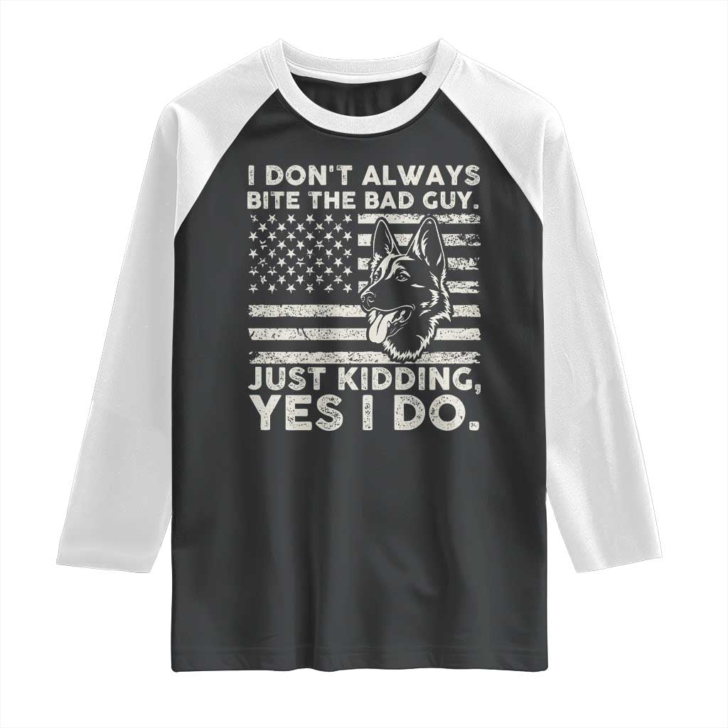 Funny K9 Raglan Shirt Belgian Malinois American Flag Police Officer TS10 Black White Print Your Wear