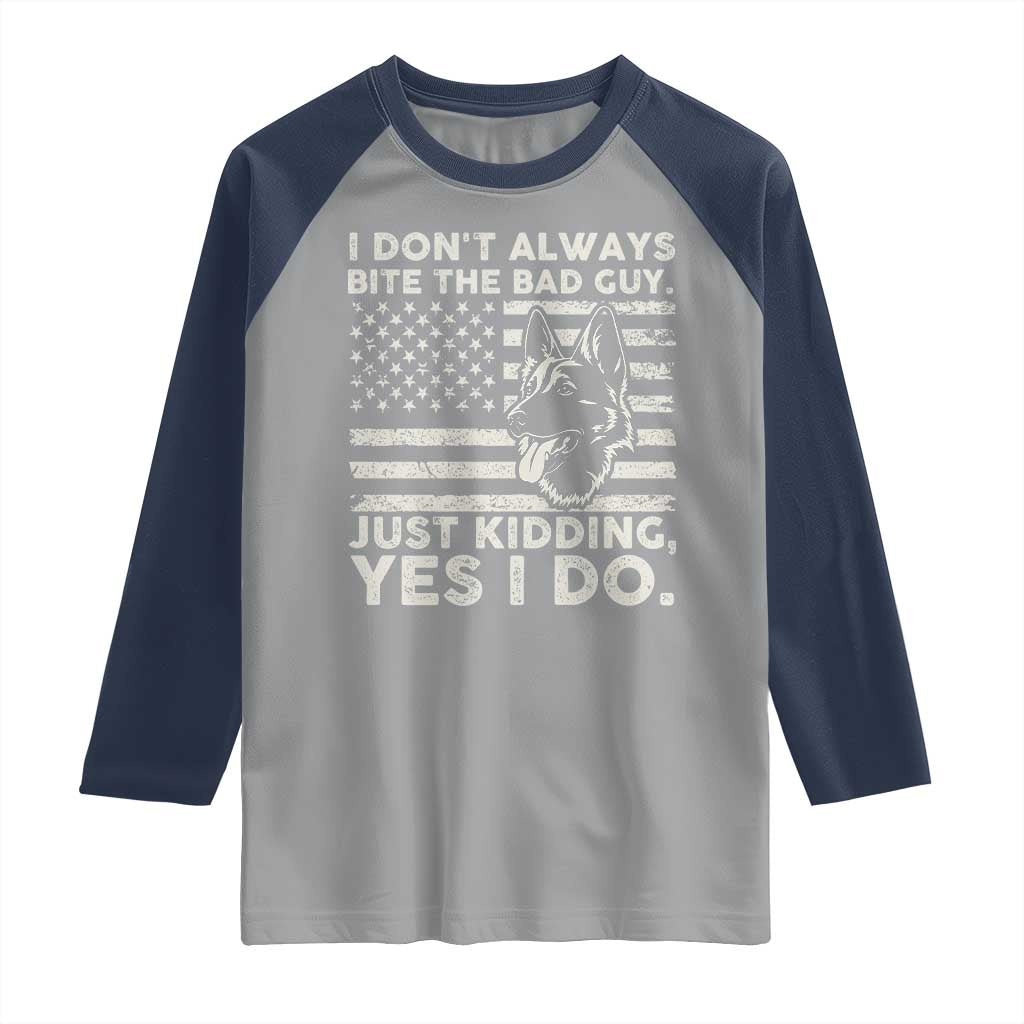 Funny K9 Raglan Shirt Belgian Malinois American Flag Police Officer TS10 Sport Gray Navy Print Your Wear