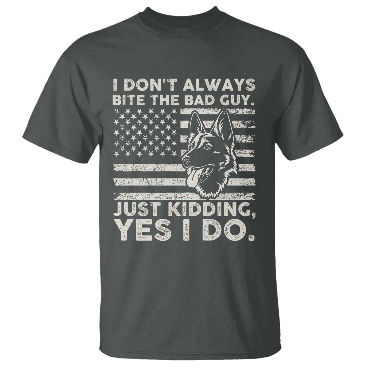 Funny K9 T Shirt Belgian Malinois American Flag Police Officer TS10 Dark Heather Print Your Wear