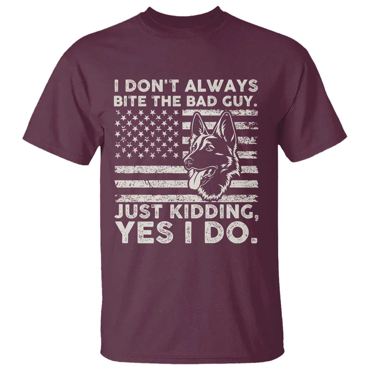 Funny K9 T Shirt Belgian Malinois American Flag Police Officer TS10 Maroon Print Your Wear