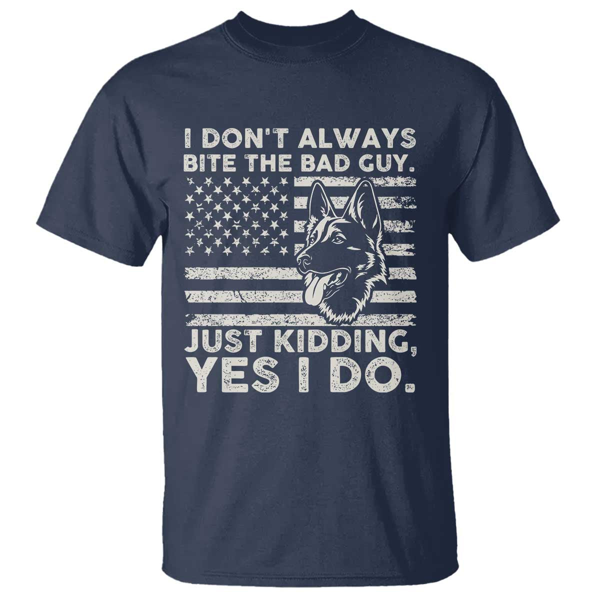 Funny K9 T Shirt Belgian Malinois American Flag Police Officer TS10 Navy Print Your Wear
