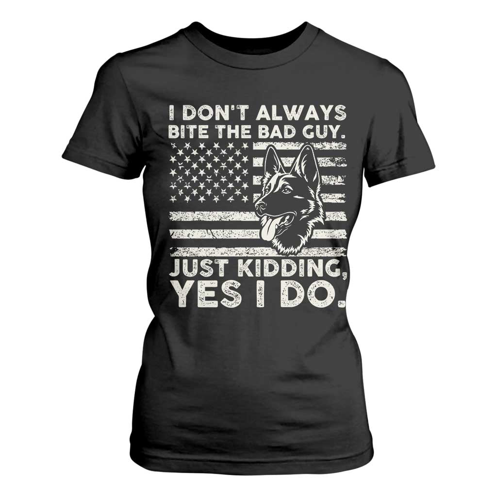 Funny K9 T Shirt For Women Belgian Malinois American Flag Police Officer TS10 Black Print Your Wear