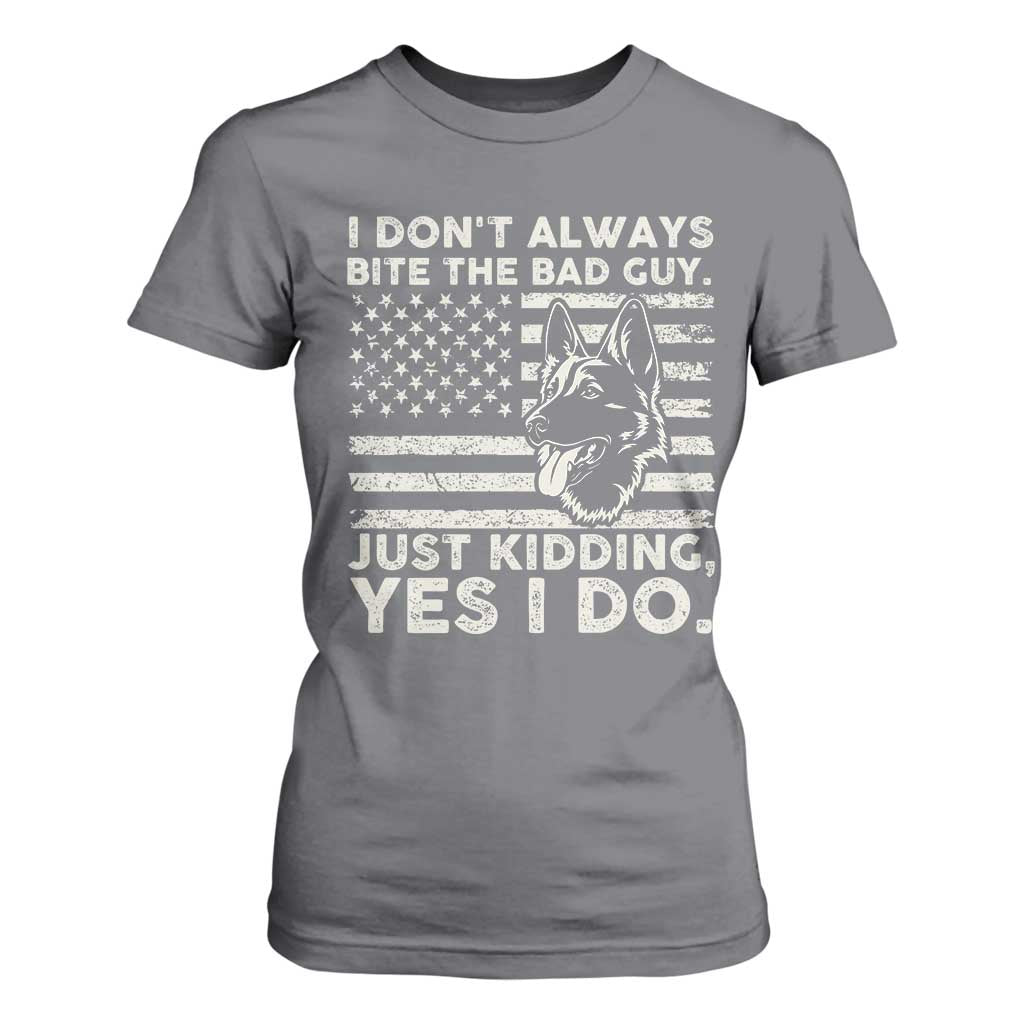 Funny K9 T Shirt For Women Belgian Malinois American Flag Police Officer TS10 Charcoal Print Your Wear