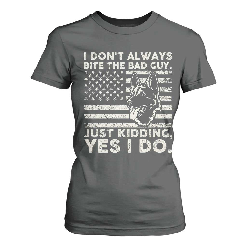 Funny K9 T Shirt For Women Belgian Malinois American Flag Police Officer TS10 Dark Heather Print Your Wear