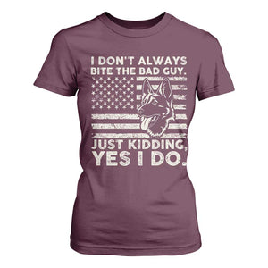 Funny K9 T Shirt For Women Belgian Malinois American Flag Police Officer TS10 Maroon Print Your Wear