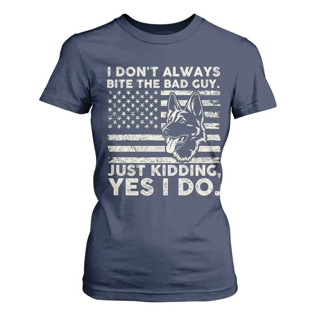 Funny K9 T Shirt For Women Belgian Malinois American Flag Police Officer TS10 Navy Print Your Wear