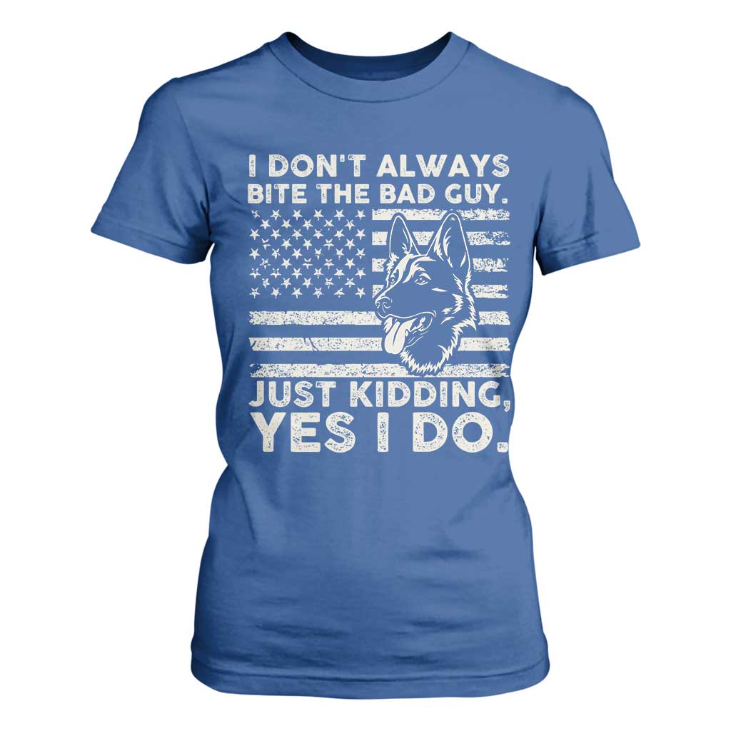 Funny K9 T Shirt For Women Belgian Malinois American Flag Police Officer TS10 Royal Blue Print Your Wear