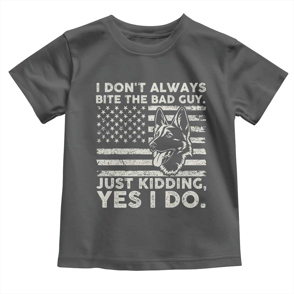 Funny K9 Toddler T Shirt Belgian Malinois American Flag Police Officer TS10 Dark Heather Print Your Wear