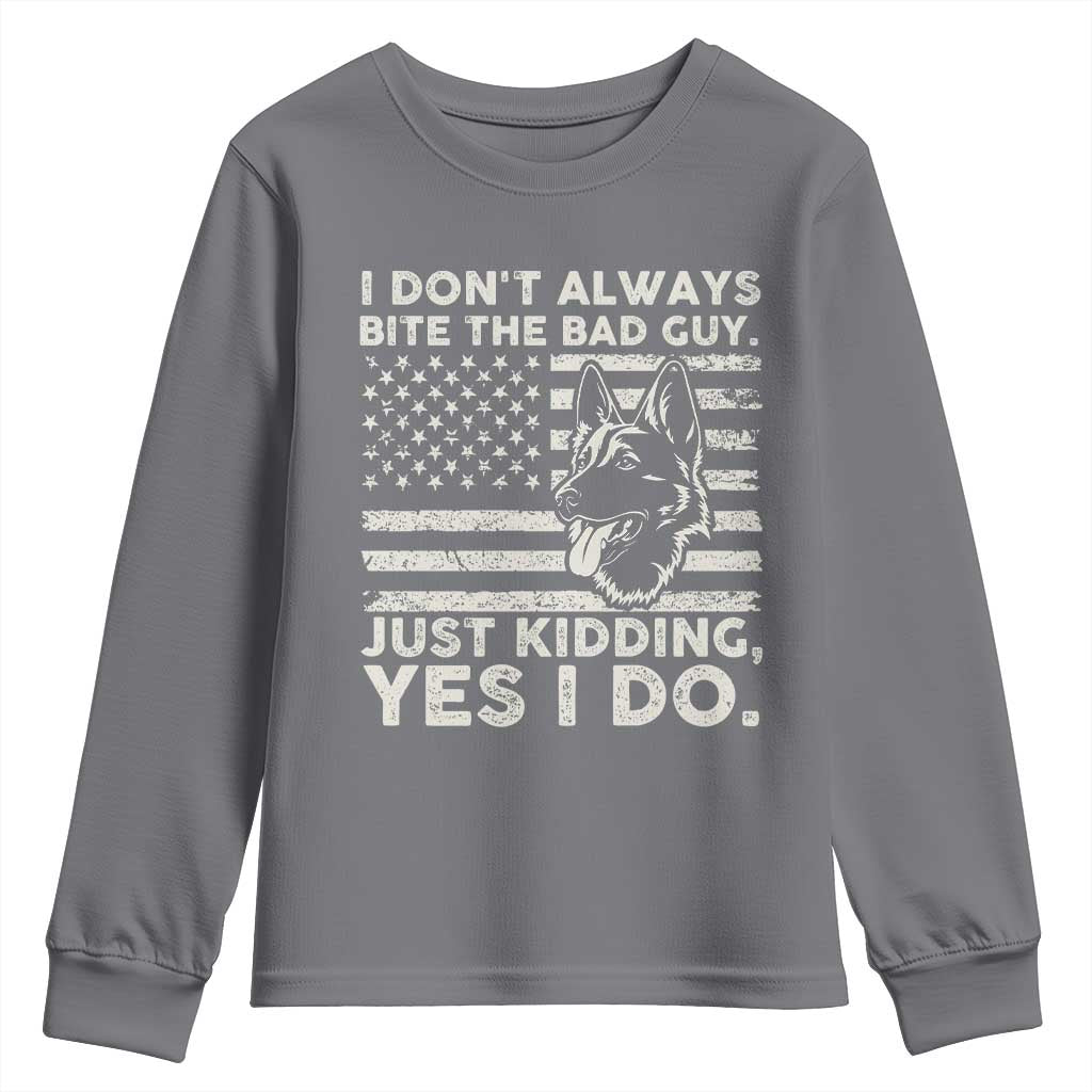 Funny K9 Youth Sweatshirt Belgian Malinois American Flag Police Officer TS10 Charcoal Print Your Wear