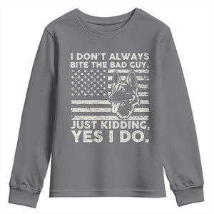Funny K9 Youth Sweatshirt Belgian Malinois American Flag Police Officer TS10 Charcoal Print Your Wear