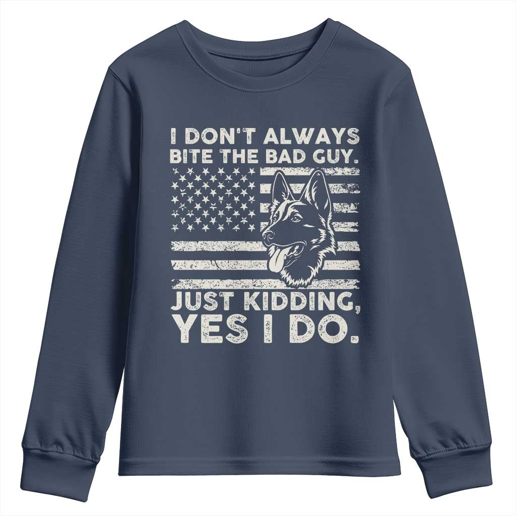 Funny K9 Youth Sweatshirt Belgian Malinois American Flag Police Officer TS10 Navy Print Your Wear