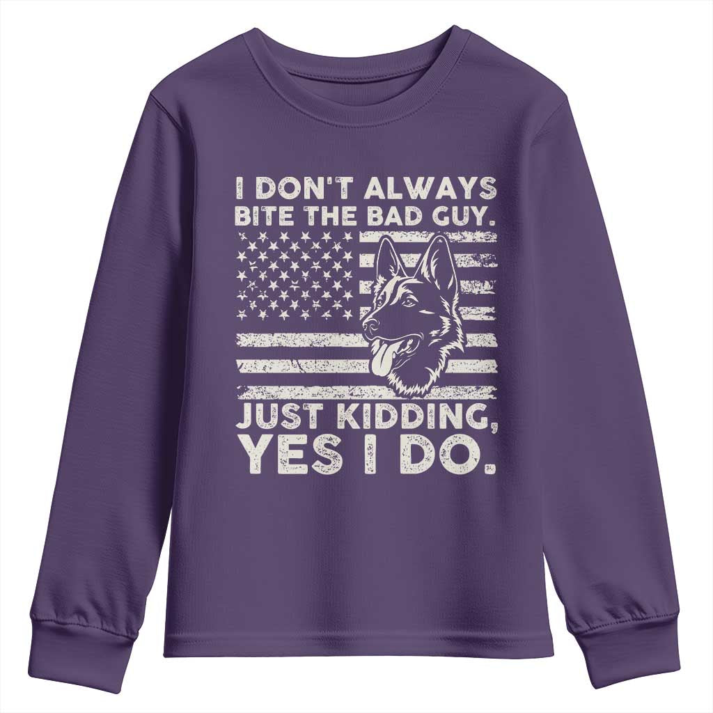 Funny K9 Youth Sweatshirt Belgian Malinois American Flag Police Officer TS10 Purple Print Your Wear