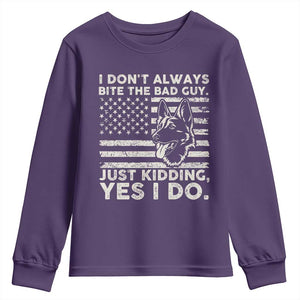Funny K9 Youth Sweatshirt Belgian Malinois American Flag Police Officer TS10 Purple Print Your Wear