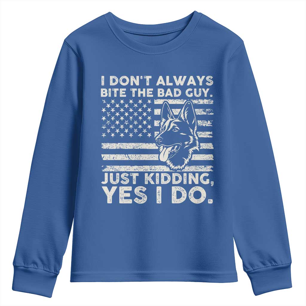 Funny K9 Youth Sweatshirt Belgian Malinois American Flag Police Officer TS10 Royal Blue Print Your Wear
