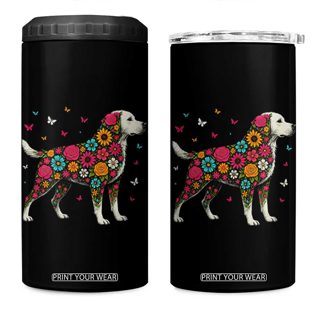 Labrador Dog Mom 4 in 1 Can Cooler Tumbler Vintage Colorful Floral Flower Dog Lover TS10 One Size: 16 oz Black Print Your Wear