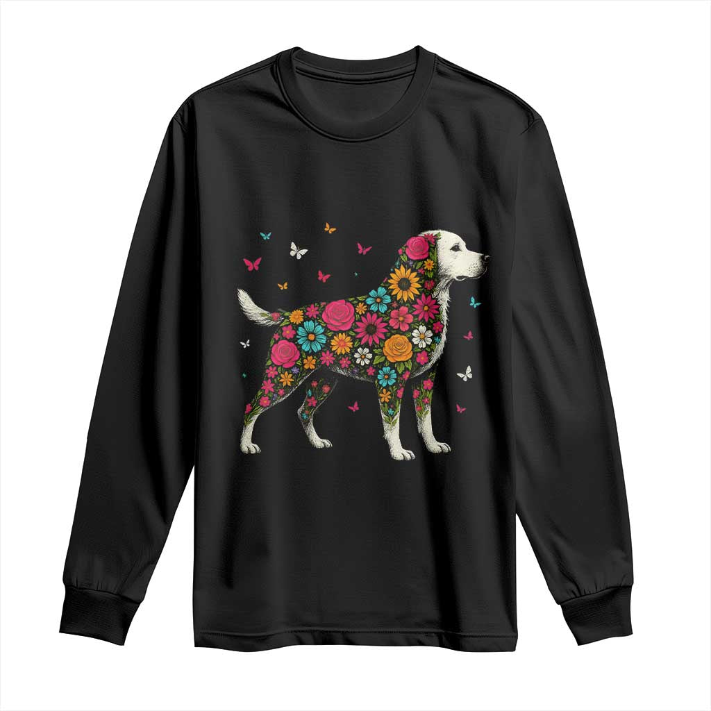 Labrador Dog Mom Long Sleeve Shirt Vintage Colorful Floral Flower Dog Lover TS10 Black Print Your Wear