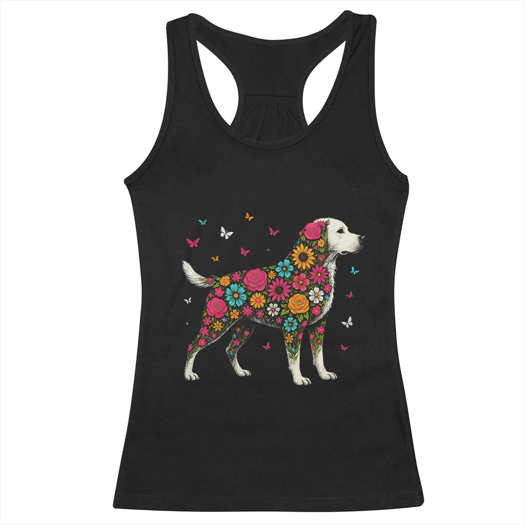 Labrador Dog Mom Racerback Tank Top Vintage Colorful Floral Flower Dog Lover TS10 Black Print Your Wear