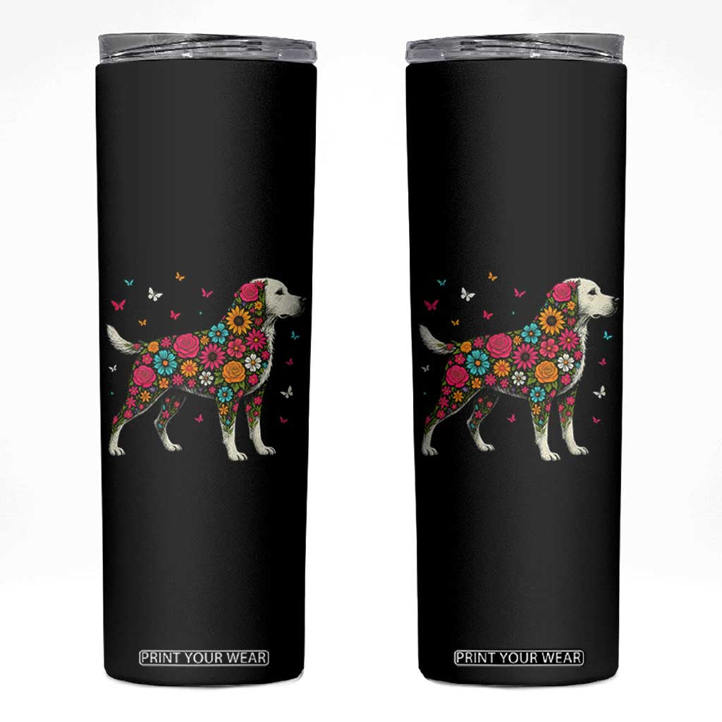 Labrador Dog Mom Skinny Tumbler Vintage Colorful Floral Flower Dog Lover TS10 Black Print Your Wear