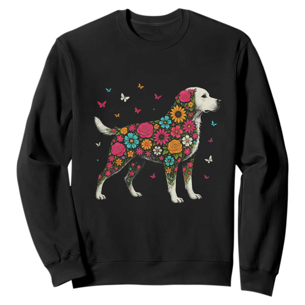 Labrador Dog Mom Sweatshirt Vintage Colorful Floral Flower Dog Lover TS10 Black Print Your Wear