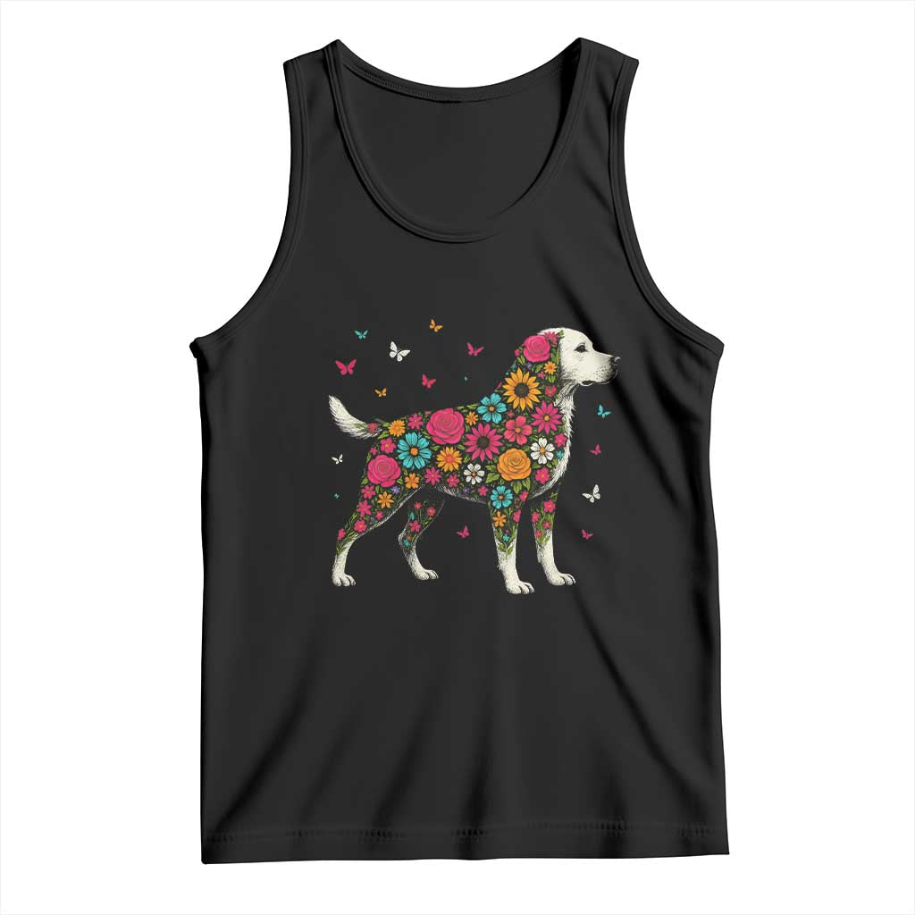 Labrador Dog Mom Tank Top Vintage Colorful Floral Flower Dog Lover TS10 Black Print Your Wear