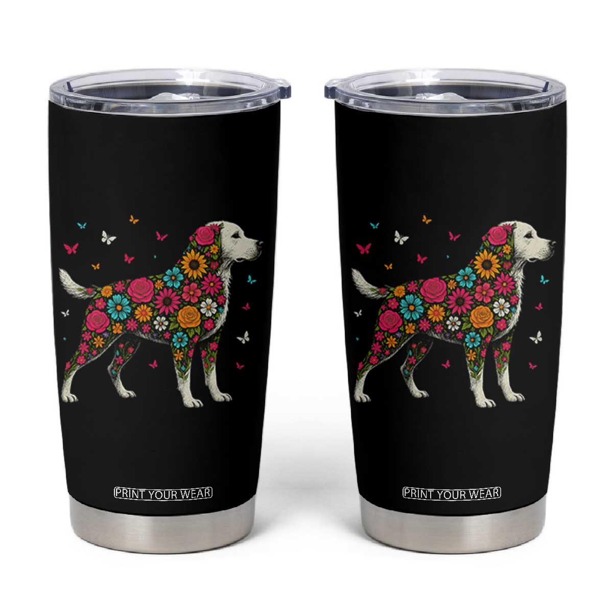 Labrador Dog Mom Tumbler Cup Vintage Colorful Floral Flower Dog Lover TS10 Black Print Your Wear
