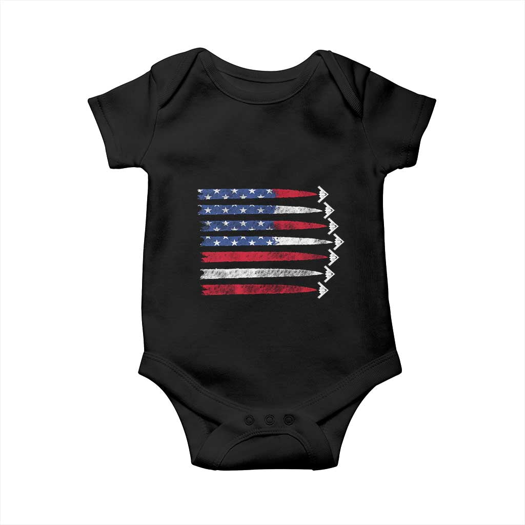 B2 Spirit Baby Onesie B-2 Stealth Bomber Aircraft American Flag Patriotic TS10 Black Print Your Wear