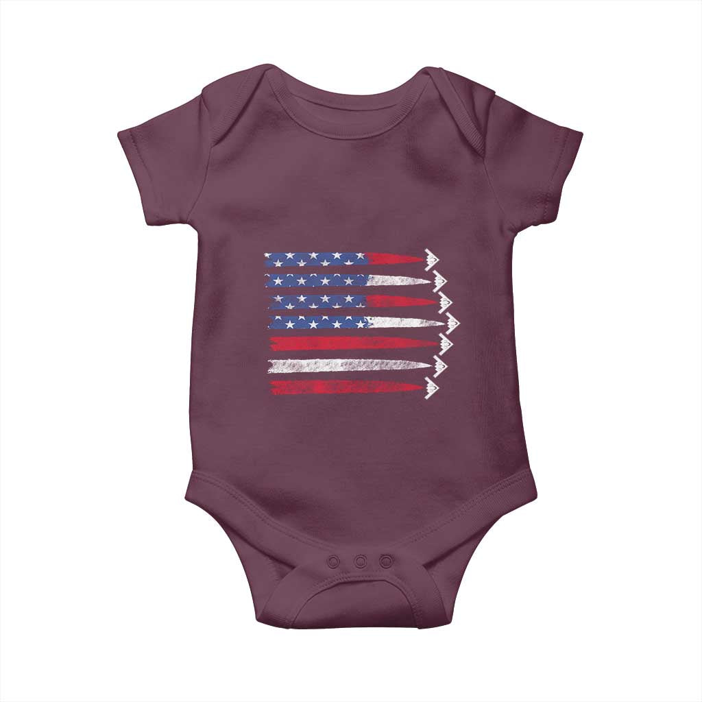 B2 Spirit Baby Onesie B-2 Stealth Bomber Aircraft American Flag Patriotic TS10 Maroon Print Your Wear