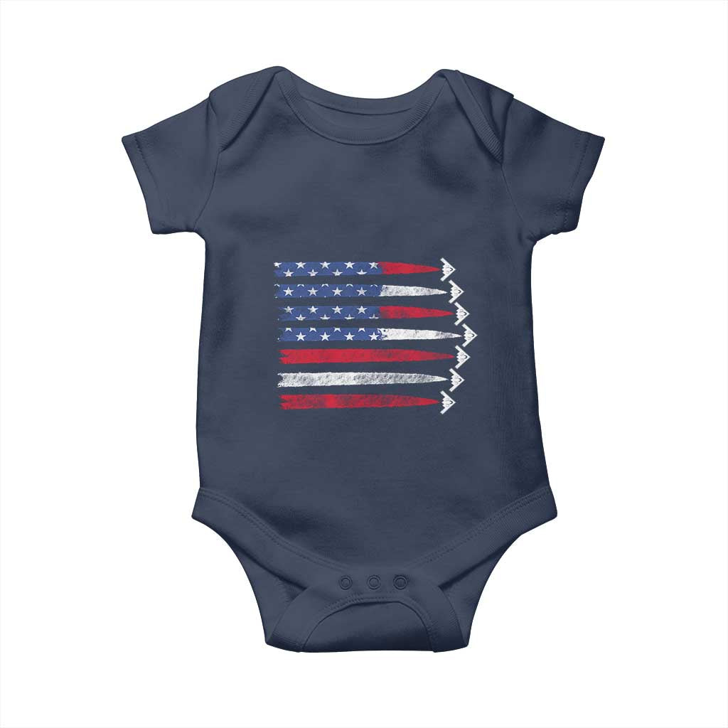 B2 Spirit Baby Onesie B-2 Stealth Bomber Aircraft American Flag Patriotic TS10 Navy Print Your Wear