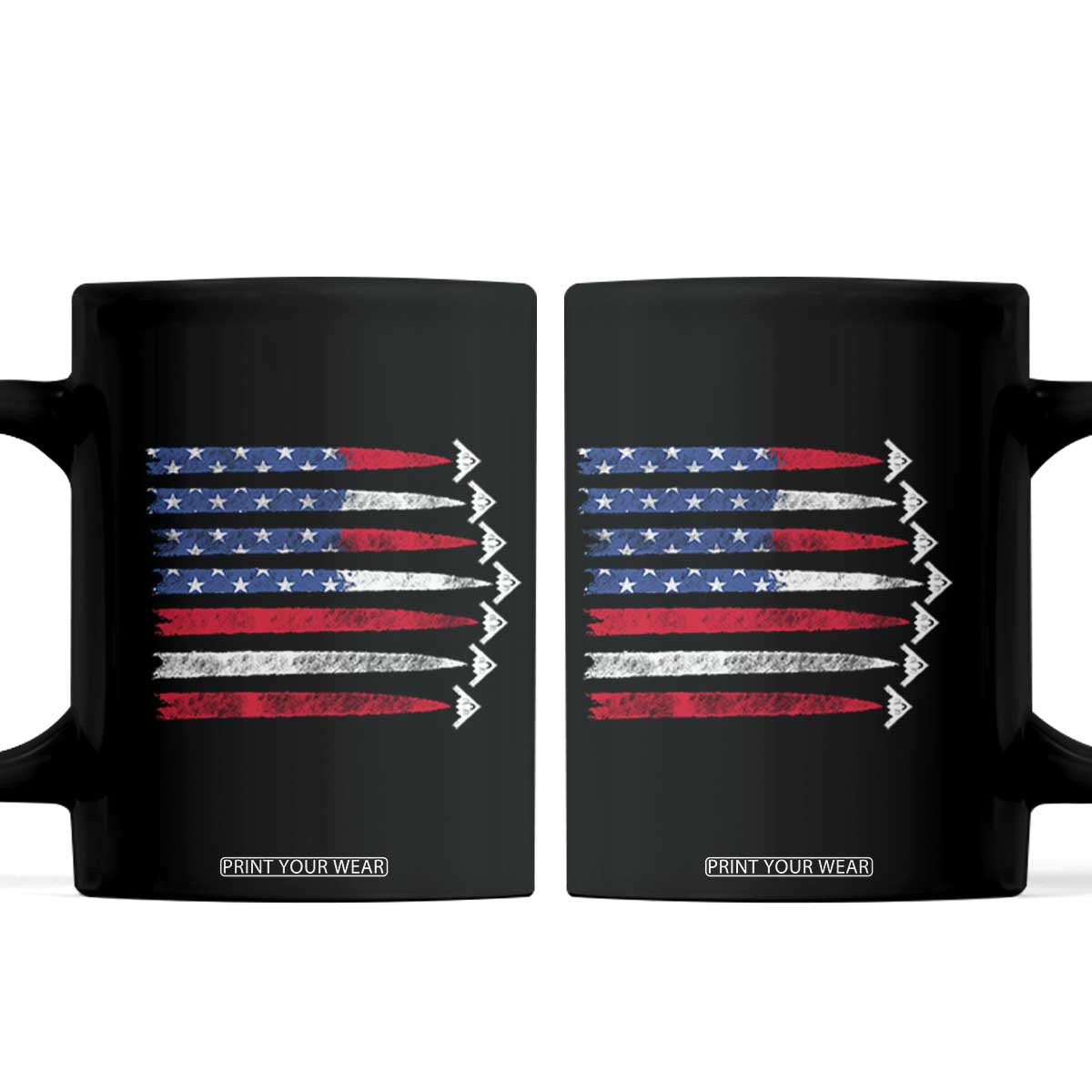 B2 Spirit Coffee Mug B-2 Stealth Bomber Aircraft American Flag Patriotic TS10 Black Print Your Wear