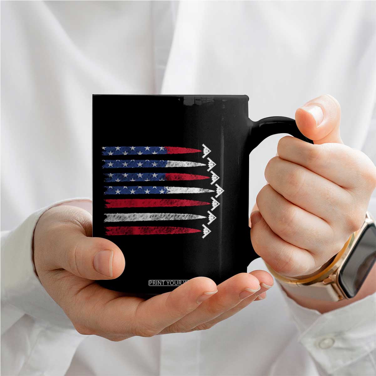 B2 Spirit Coffee Mug B-2 Stealth Bomber Aircraft American Flag Patriotic TS10 Print Your Wear