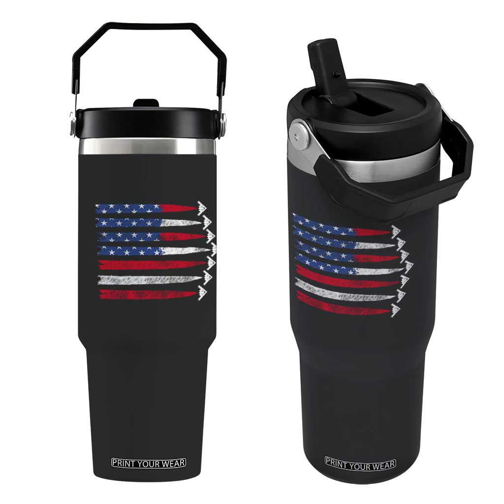 B2 Spirit Flip Straw Tumbler B-2 Stealth Bomber Aircraft American Flag Patriotic TS10 One Size: 30 oz Black Print Your Wear