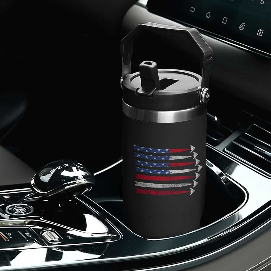B2 Spirit Flip Straw Tumbler B-2 Stealth Bomber Aircraft American Flag Patriotic TS10 Print Your Wear