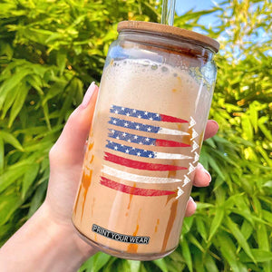 B2 Spirit Glass Can B-2 Stealth Bomber Aircraft American Flag Patriotic TS10 Black Print Your Wear