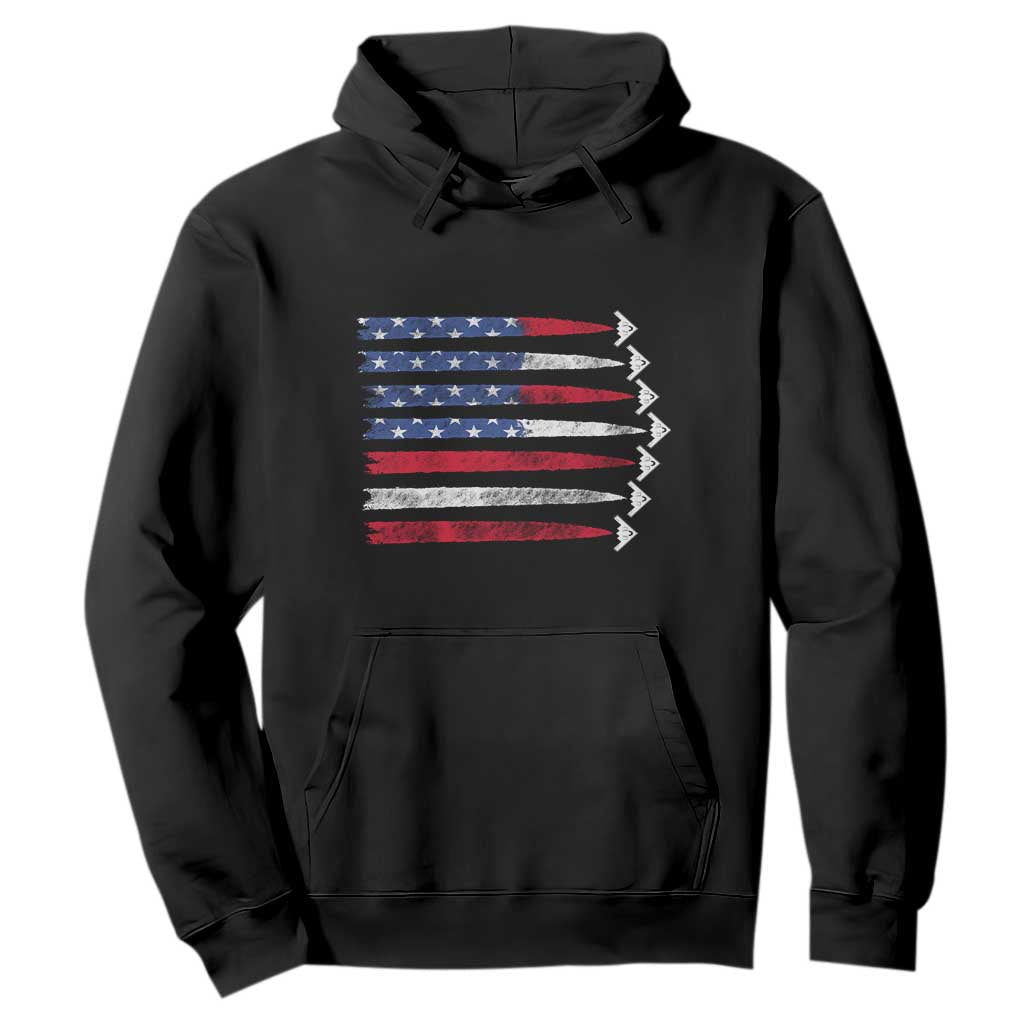 B2 Spirit Hoodie B-2 Stealth Bomber Aircraft American Flag Patriotic TS10 Black Print Your Wear