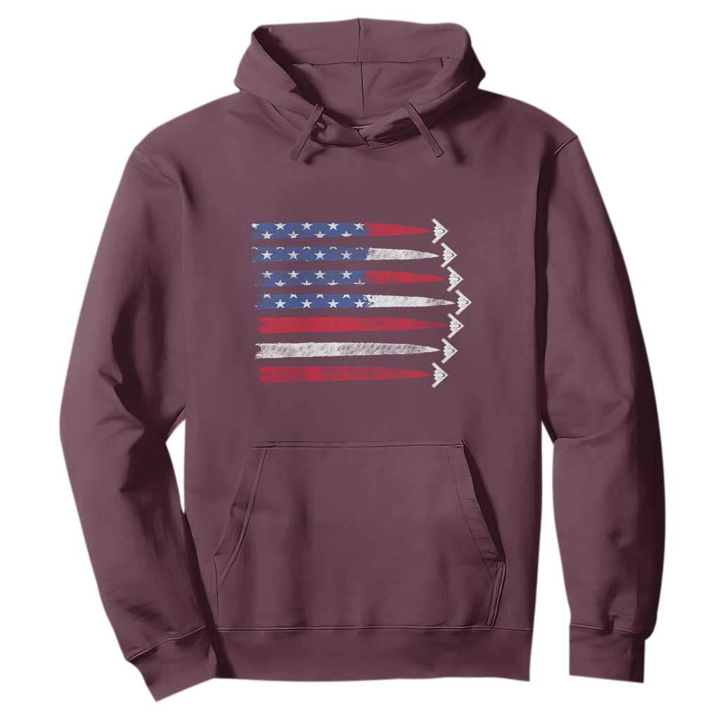 B2 Spirit Hoodie B-2 Stealth Bomber Aircraft American Flag Patriotic TS10 Maroon Print Your Wear