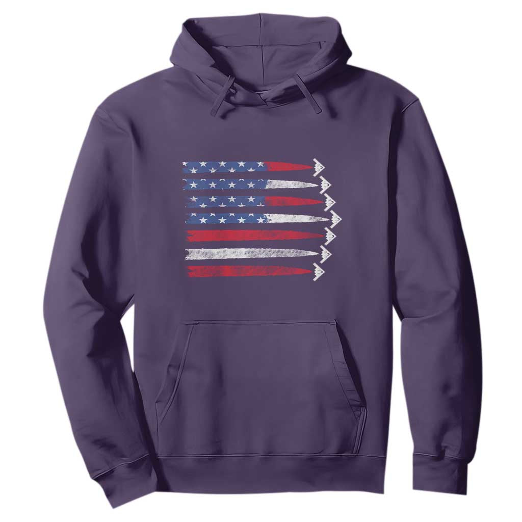 B2 Spirit Hoodie B-2 Stealth Bomber Aircraft American Flag Patriotic TS10 Purple Print Your Wear