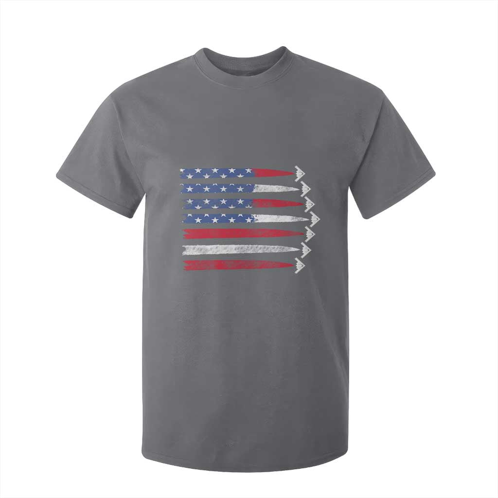 B2 Spirit T Shirt For Kid B-2 Stealth Bomber Aircraft American Flag Patriotic TS10 Charcoal Print Your Wear
