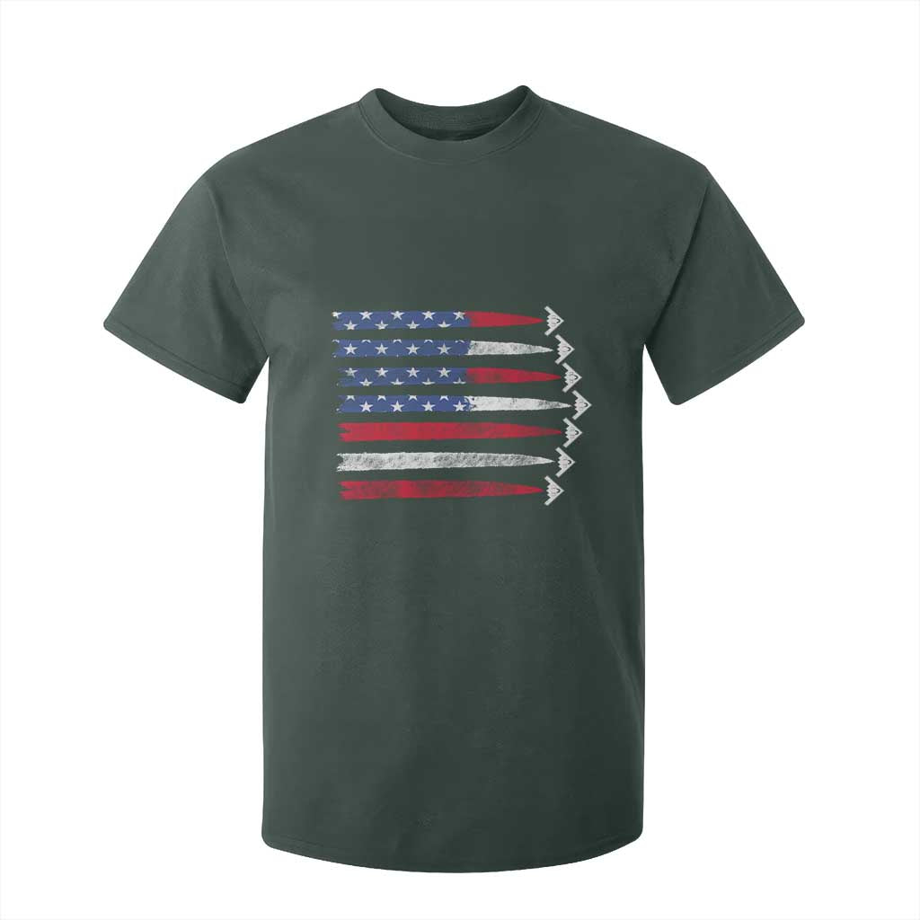 B2 Spirit T Shirt For Kid B-2 Stealth Bomber Aircraft American Flag Patriotic TS10 Dark Forest Green Print Your Wear