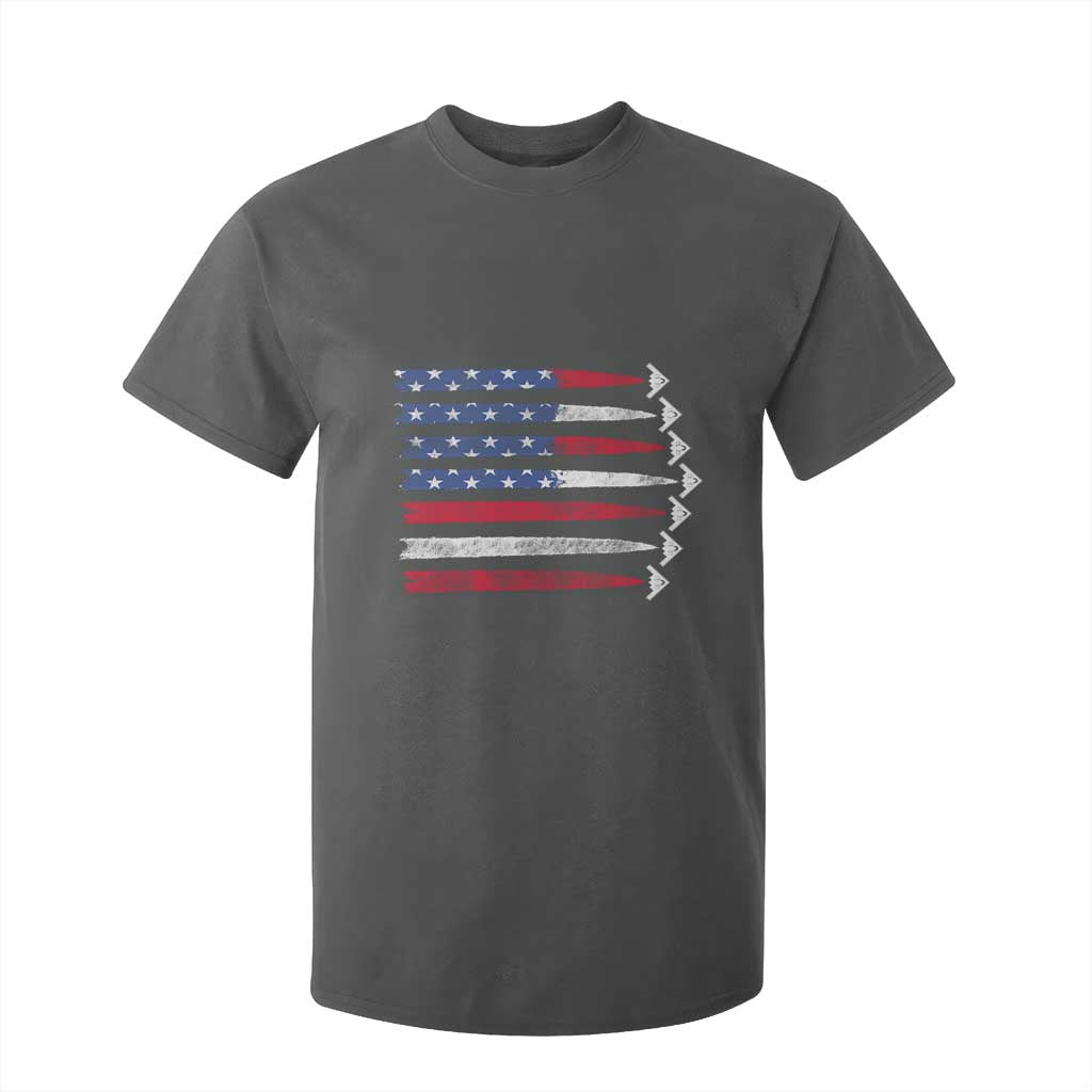 B2 Spirit T Shirt For Kid B-2 Stealth Bomber Aircraft American Flag Patriotic TS10 Dark Heather Print Your Wear