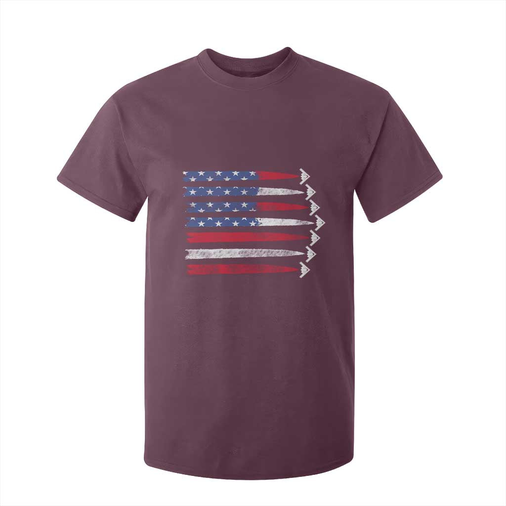 B2 Spirit T Shirt For Kid B-2 Stealth Bomber Aircraft American Flag Patriotic TS10 Maroon Print Your Wear